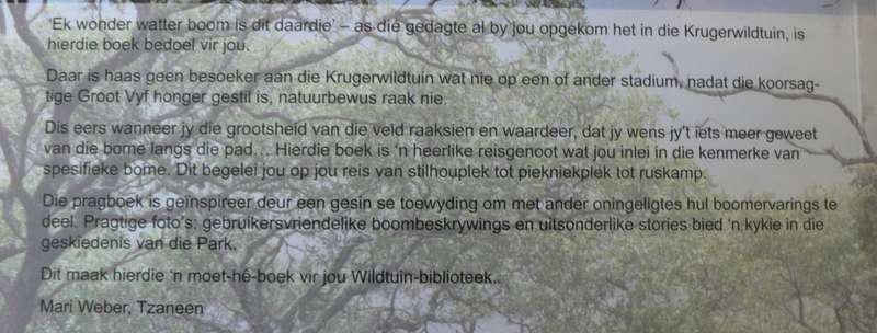 Bome van plek tot plek in die Nasionale Krugerwildtuin deur Marissa Greeff(pragtige boomboek)