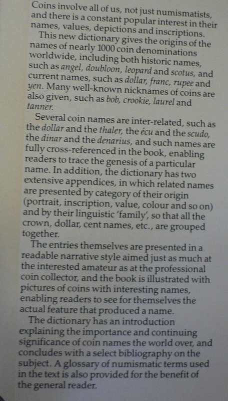 Dictionary of coin names by Adran Room(useful for coin collecting)