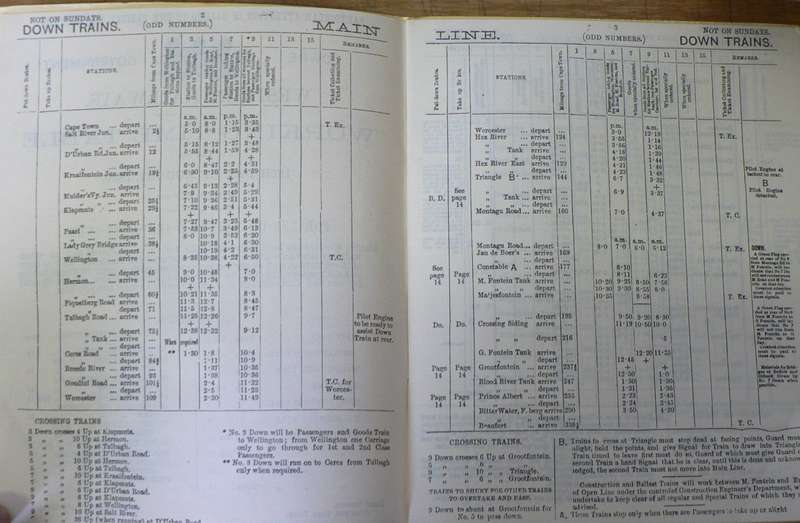 Cape Goverment Western Railways working time table for 11th day of August 1879(soft cover A5)