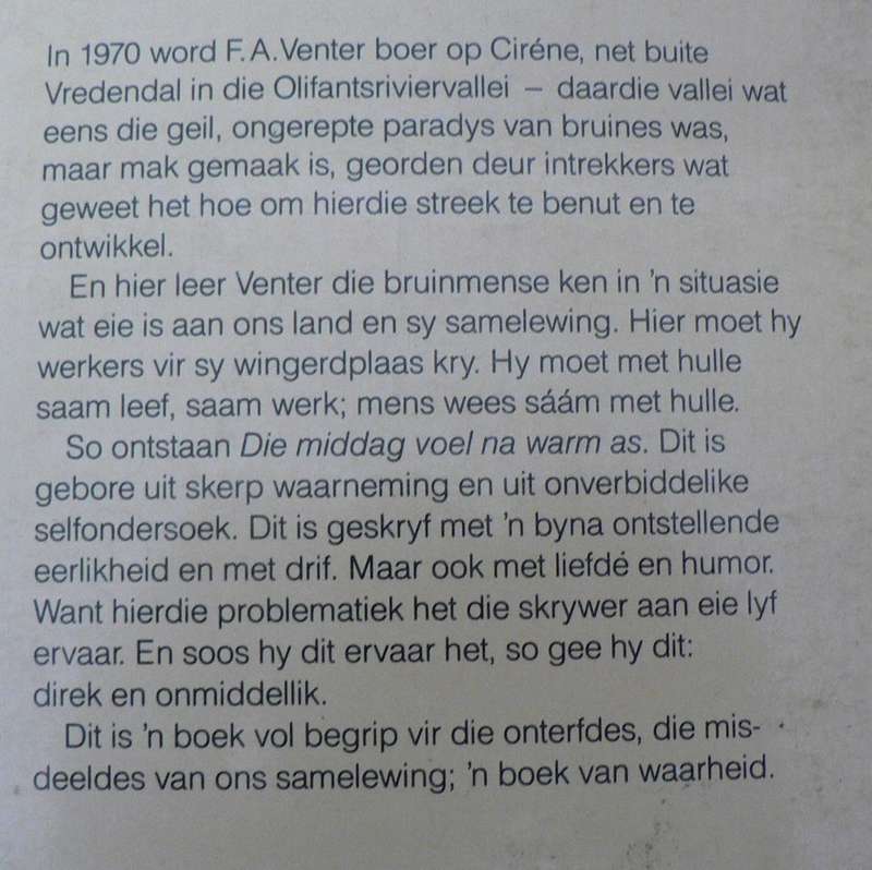 Die middag voel na warm as deur F.A. Venter