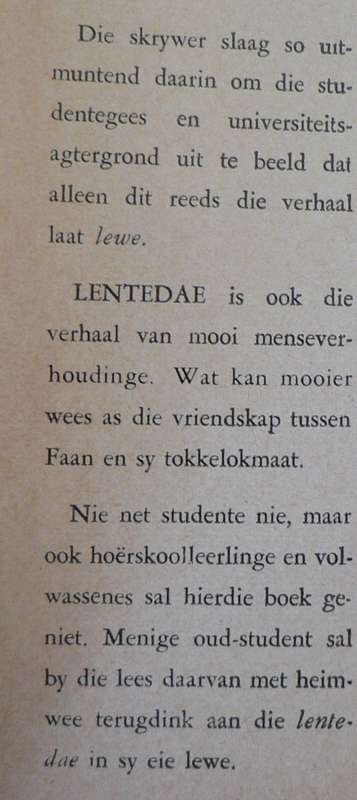 Lentedae en Daardie dae deur Mauritz Preller(studentepret op Tukkieland)(2 boeke)