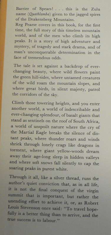 Barrier of spears by by R.O. Pearse(Drakensberg mountains)