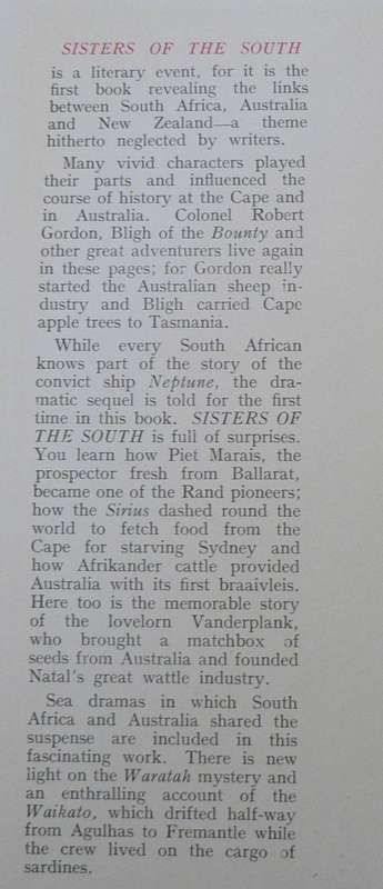 Sisters of the South by Conrad Lighton(historical links between SA, Australia and New Zealand)