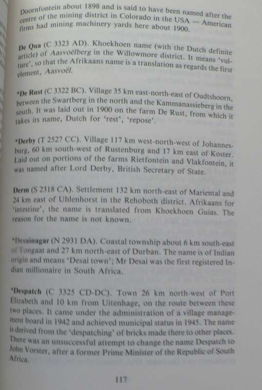 Dictionary of Southern African place names by P.E. Raper