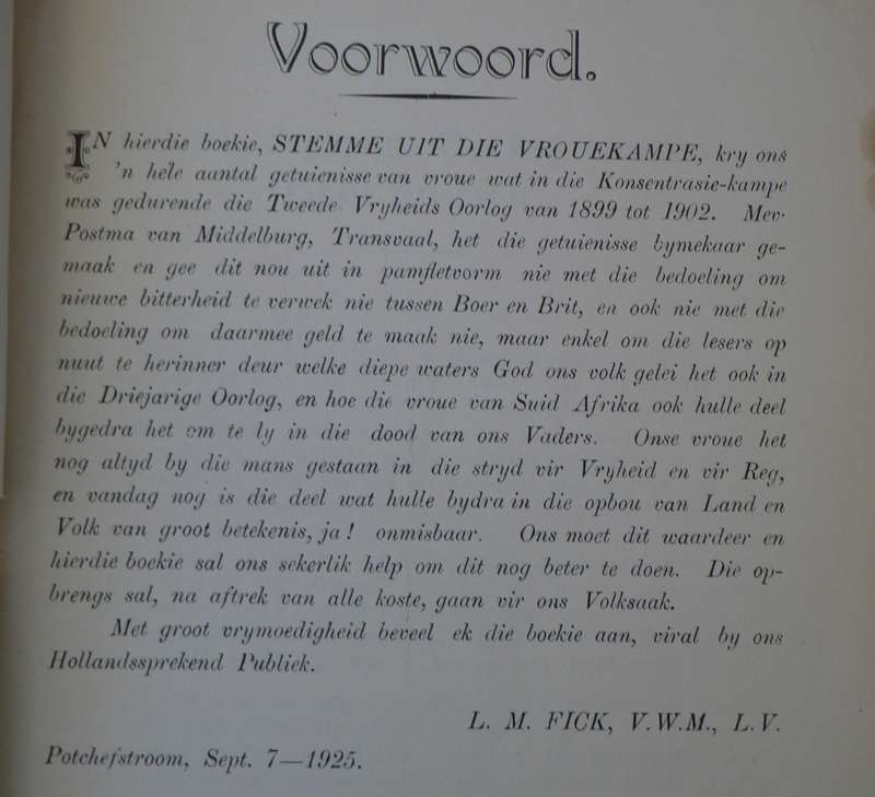 Stemme uit die vrouekampe(konsentrasiekampe 1899-1902)