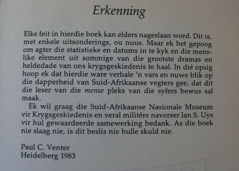 Tussen Tiers deur  Paul C. Venter(SA oorlogshelde)