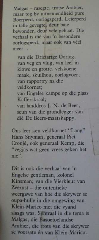 Malgas, oorlogsperd deur Ben Venter