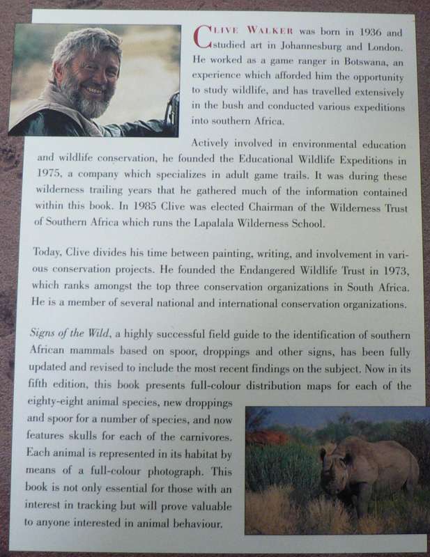 Signs of the wild by Clive Walker (a field guide to the spoor and signs of the mammals...)