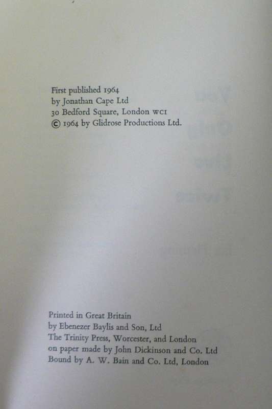 You only live twice by Ian Fleming(1964, 1st edition/James Bond)