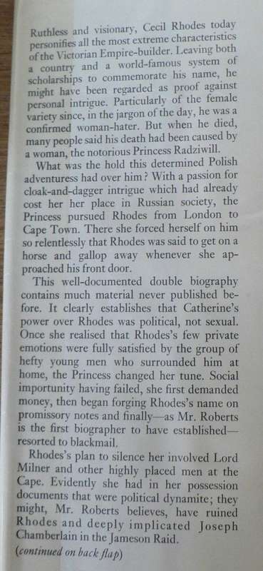 Cecil Rhodes and the Princess by Brian Roberts (very interesting)