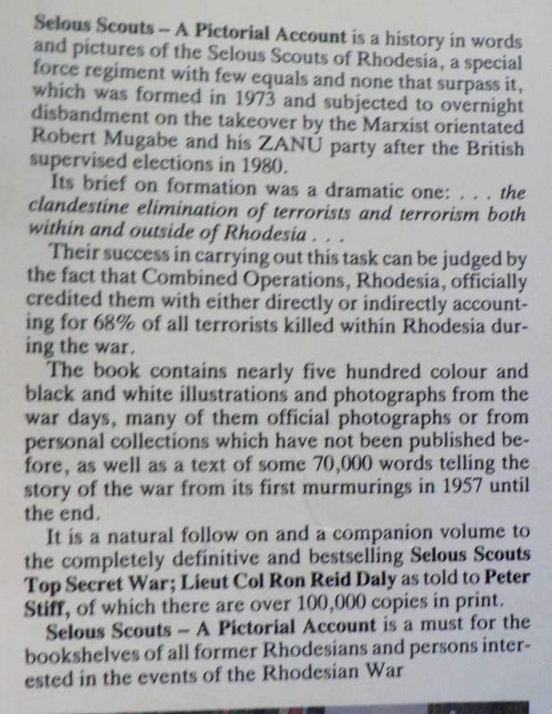The Selous Scouts a pictorial account by Peter Stiff(Rhodesiana)