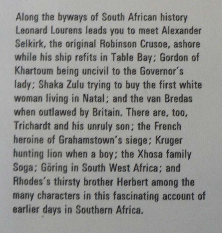 Robinson Crusoe in Cape Town by Leonard D. Lourens (SA anecdotal history)