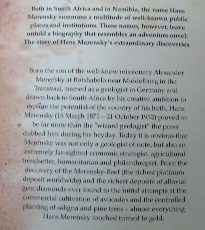 Platinum, gold and diamonds, the adventures of Hans Merensky by Eberhard Machens