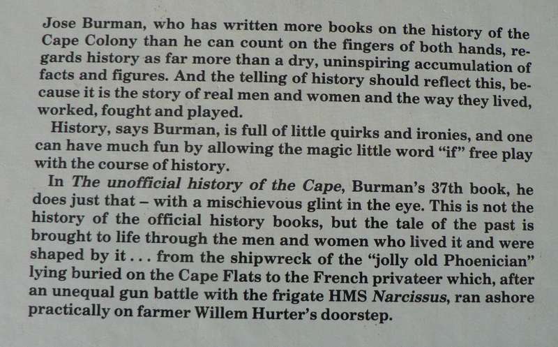 The unofficial history of the Cape by Jose Burman