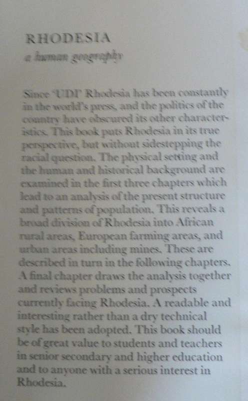 Rhodesia a human geography by George Kay (Rhodesiana)