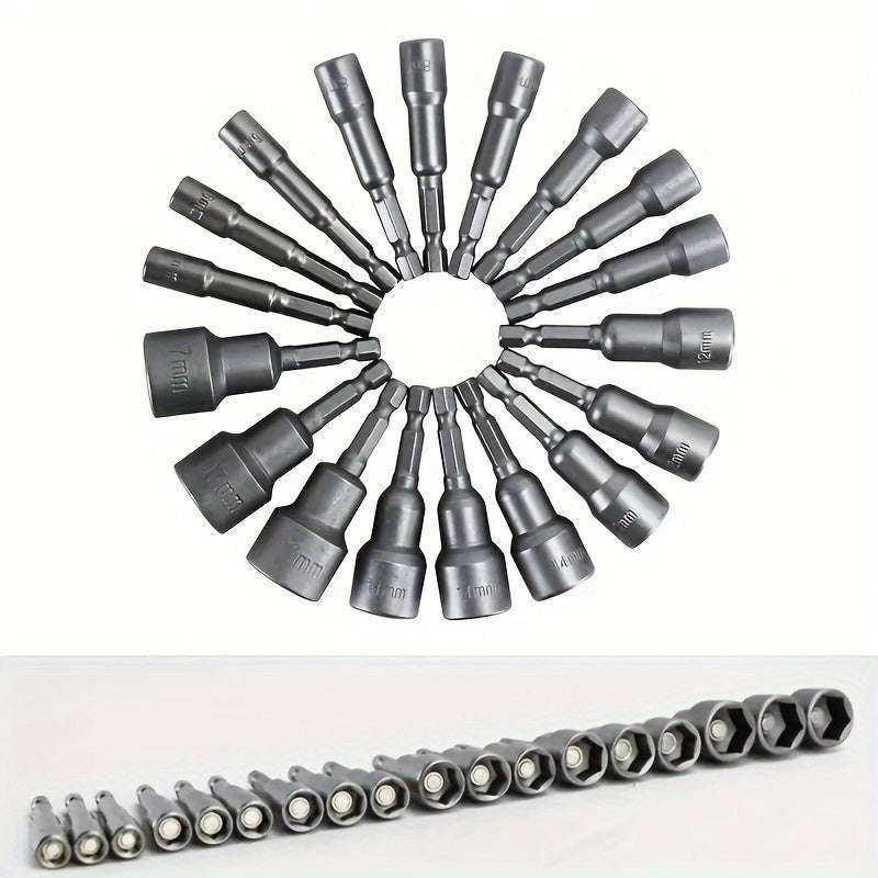 9 Piece Set 5Mm To 13Mm Hex Socket Driver Bits For Drills - Carbon Steel Construction