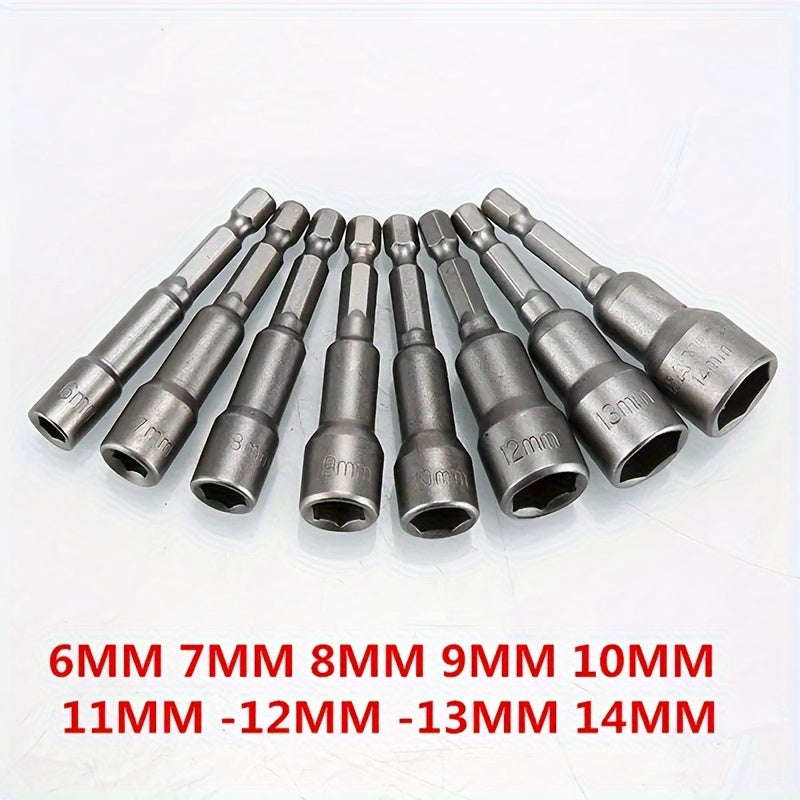 9 Piece Set 5Mm To 13Mm Hex Socket Driver Bits For Drills - Carbon Steel Construction
