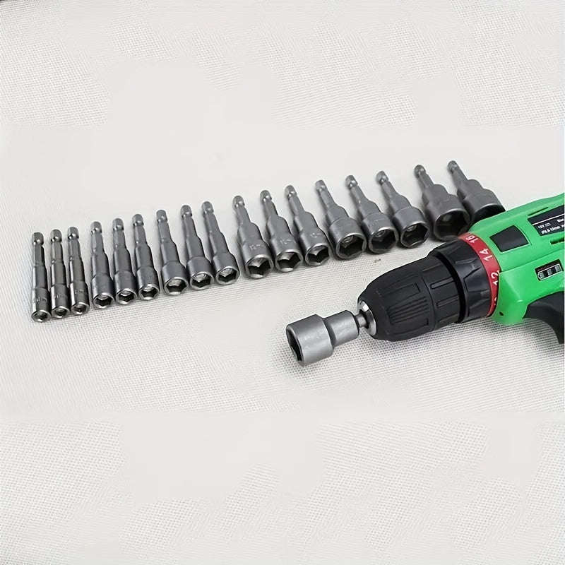 9 Piece Set 5Mm To 13Mm Hex Socket Driver Bits For Drills - Carbon Steel Construction