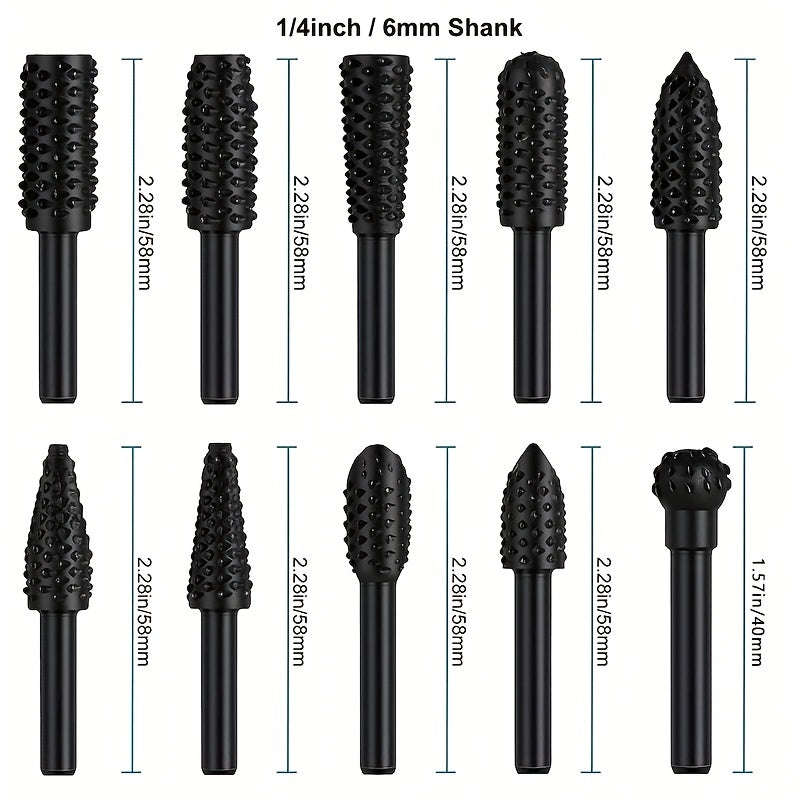5-Piece Wood Carving Rasp Drill Bit Set