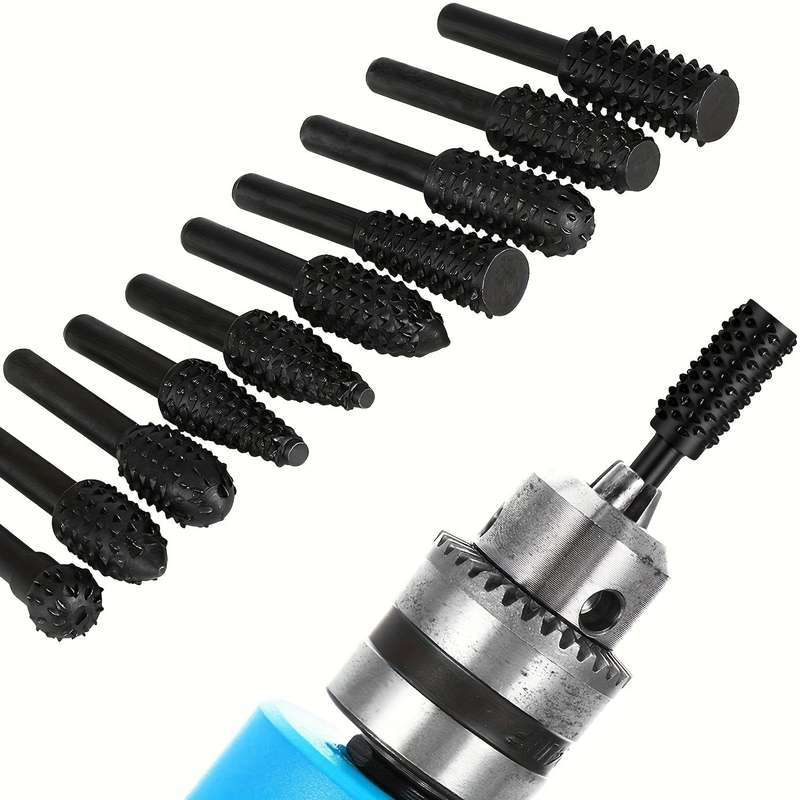 5-Piece Wood Carving Rasp Drill Bit Set