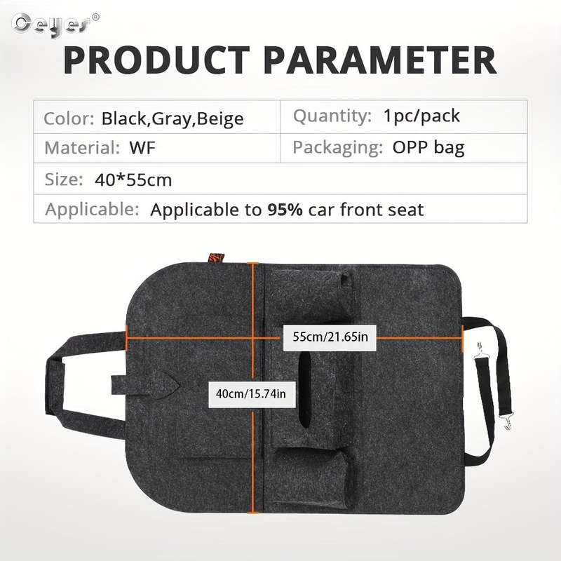 Felt Car Seat Back Multi-Pocket Organizer