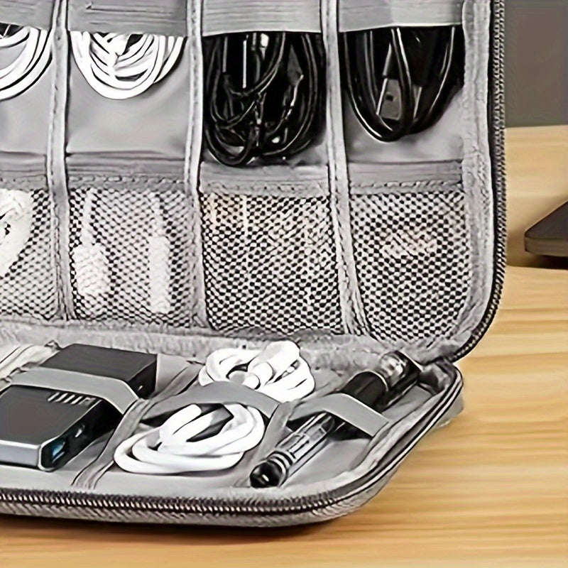 Black - Great For Cable Management On The Go, Compact Travel Cable Organizer - Multi-Pocket Electron
