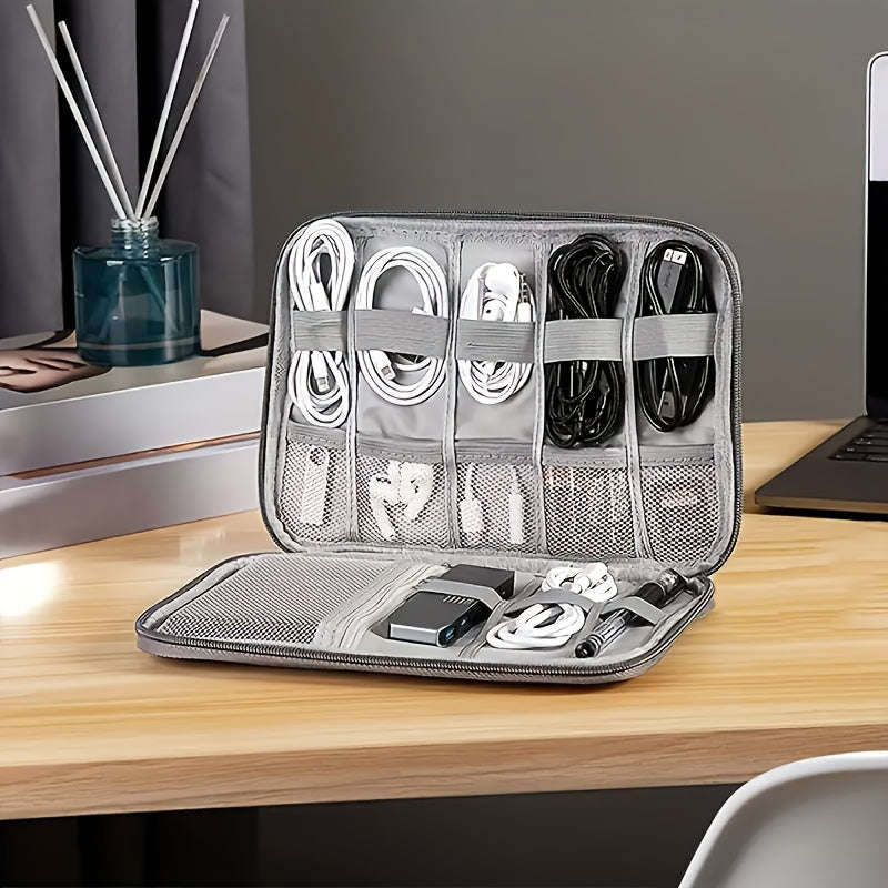 Black - Great For Cable Management On The Go, Compact Travel Cable Organizer - Multi-Pocket Electron
