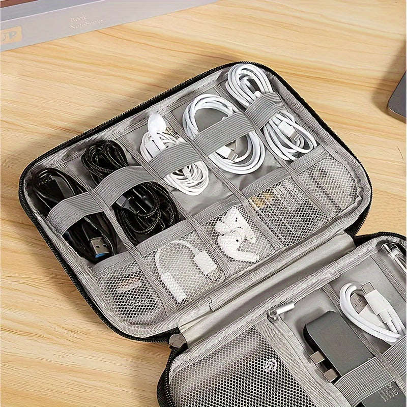 Black - Great For Cable Management On The Go, Compact Travel Cable Organizer - Multi-Pocket Electron