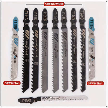 10 Piece Jigsaw Blade Set - Fine And Coarse Teeth For Wood