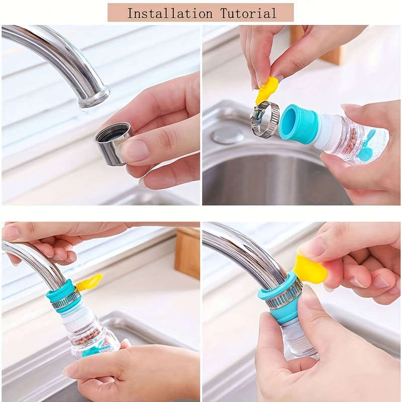 1-Piece Swivel Faucet Filter Extender With Water Filter - Plastic