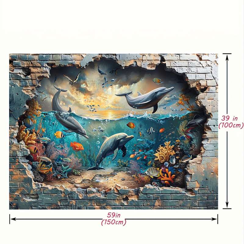 Underwater Shark And Coral Photo Booth Backdrop -