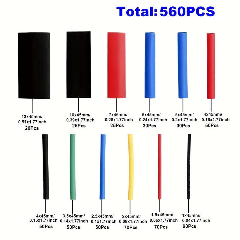 Umlife 164pcs Shrink Heat Shrink Tubing 2:1 Polyolefin Tubing Sleeve Packaging Kit Multicolor