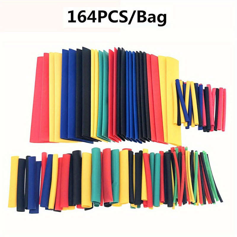 Umlife 164pcs Shrink Heat Shrink Tubing 2:1 Polyolefin Tubing Sleeve Packaging Kit Multicolor