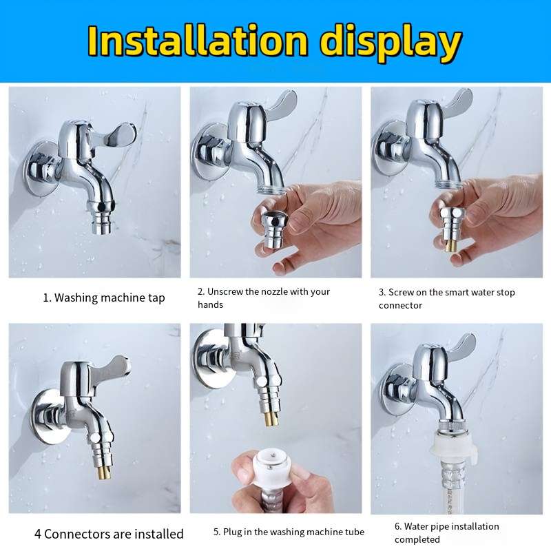 1pc Stainless Steel + Brass Washing Machine Water Faucet Check Valve