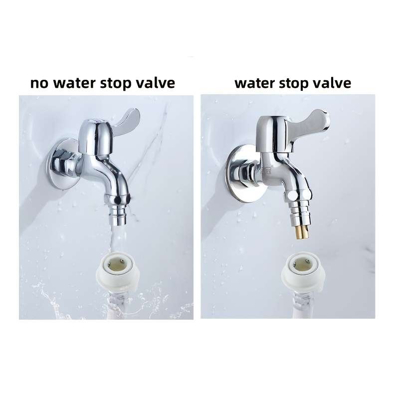 1pc Stainless Steel + Brass Washing Machine Water Faucet Check Valve
