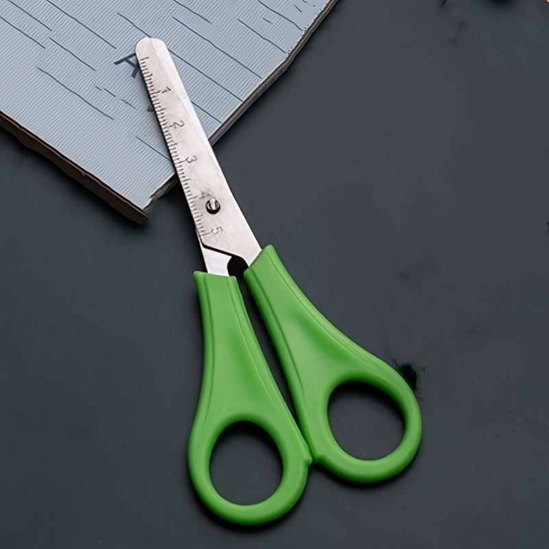 1 Piece Stainless Steel Craft Scissors With Measuring Scale - Office Use