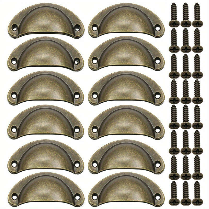 12 Pieces Metal Shell Shape Vintage Cabinet Handles