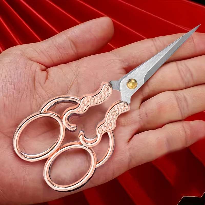 Vintage Stainless Steel Office Scissors - Gourd Pattern