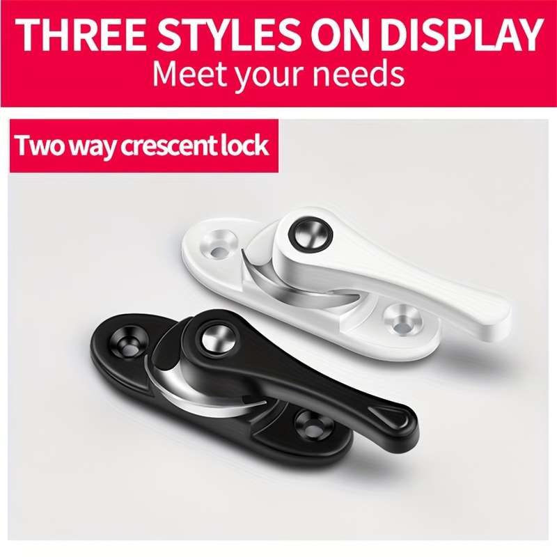 1PCS Crescent Lock Two-way Rotating Stainless Steel Sliding Door And Window Anti-theft Lock Accessor