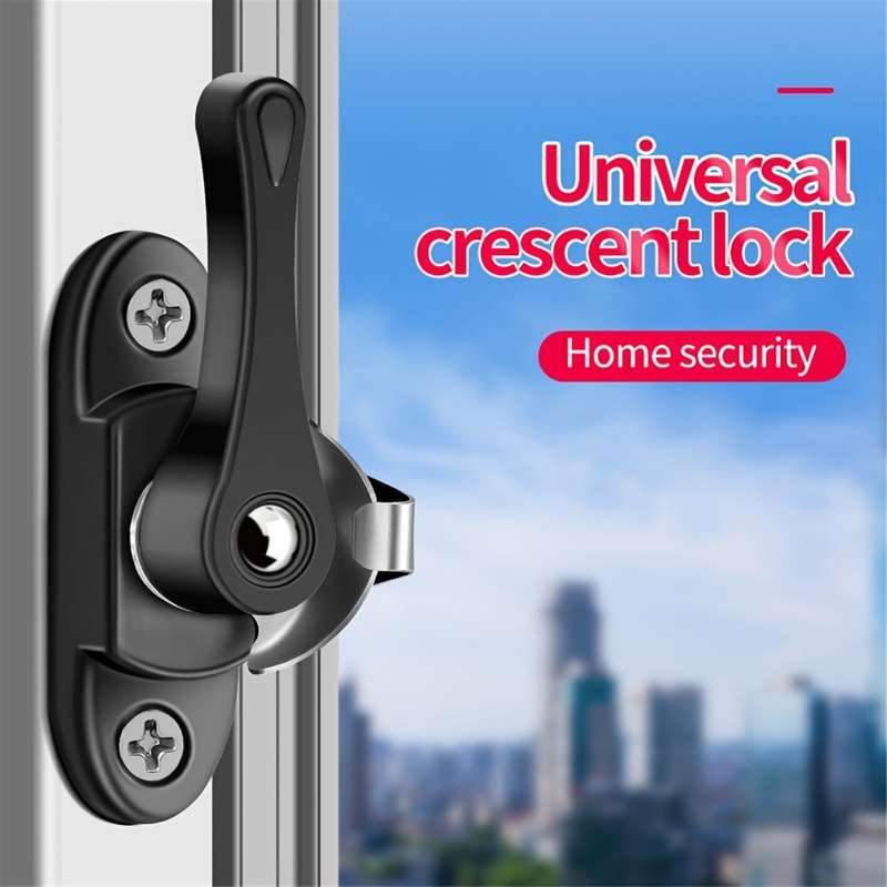 1PCS Crescent Lock Two-way Rotating Stainless Steel Sliding Door And Window Anti-theft Lock Accessor