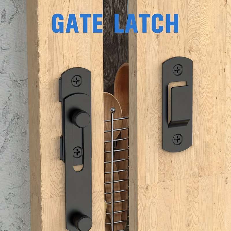 1pc Heavy-Duty Stainless Steel Slide Bolt Lock - 7.62cm Black