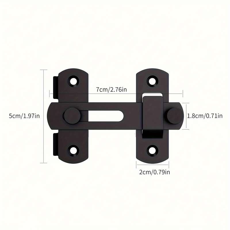 1pc Heavy-Duty Stainless Steel Slide Bolt Lock - 7.62cm Black