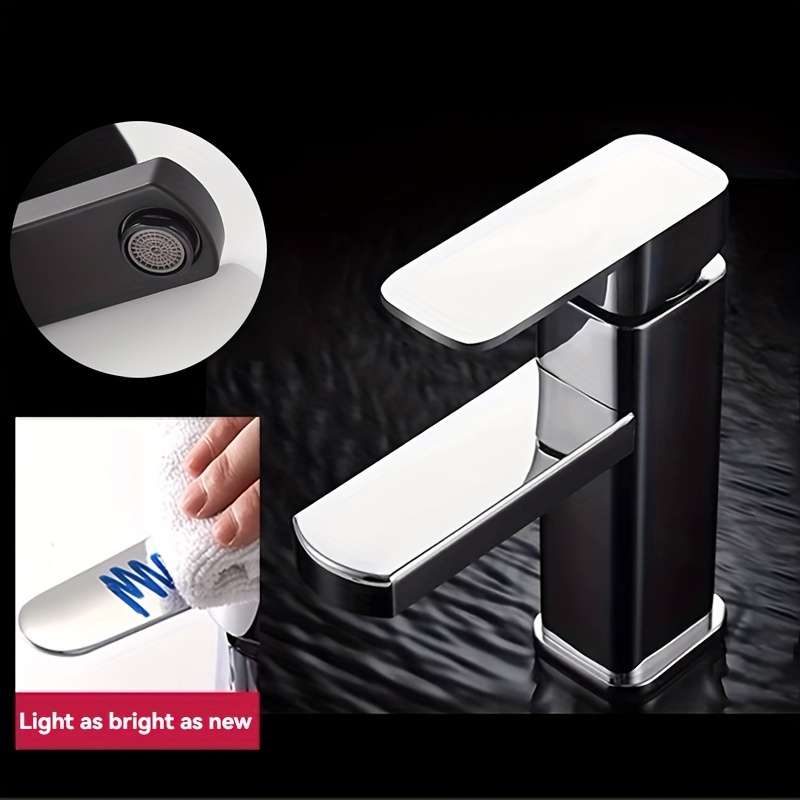 Black square basin faucet with hose