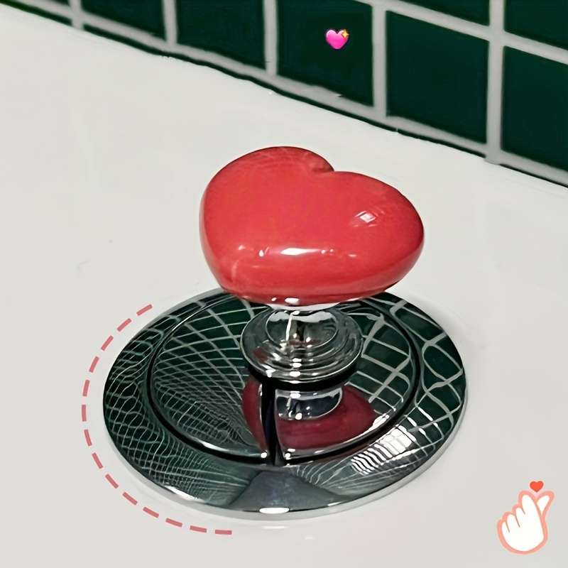 Colorful Heart-Shaped Toilet Tank Buttons
