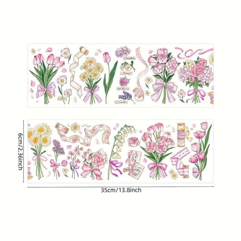 Vintage Floral Dream Tea Collection Washi Tape Strip