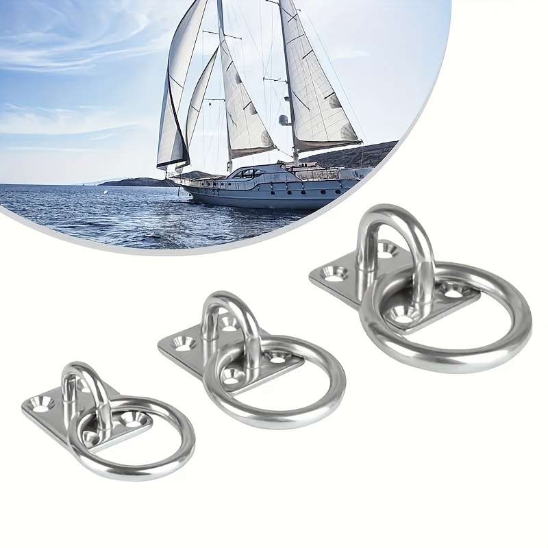 4-Pack Marine Grade 304 Stainless Steel Square Pad Eyelets