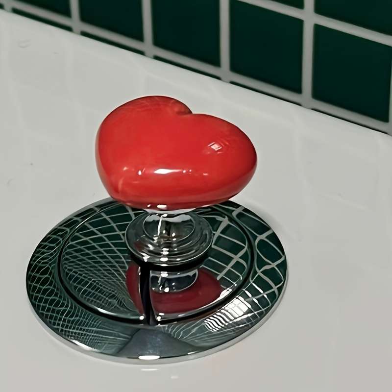 Colorful Heart-Shaped Toilet Tank Buttons
