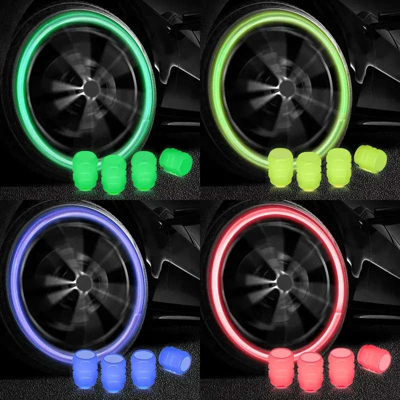 4pcs Glow-in-the-Dark Tire Valve Caps