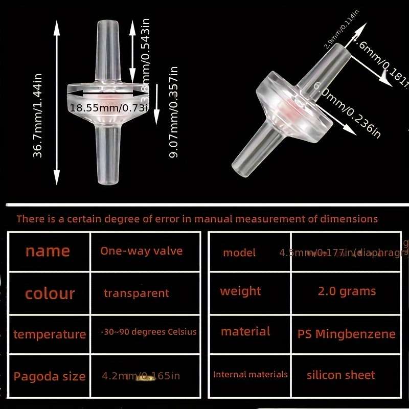 Transparent One-Way Check Valves