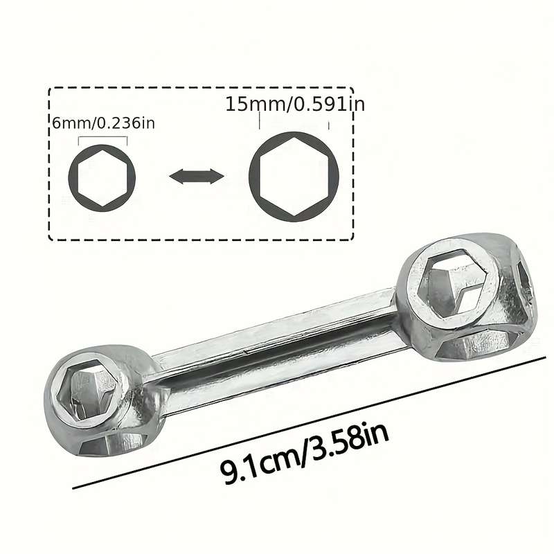 1 Pcb Bone Shaped Allen Wrench 10 Holes Size 6-15mm 10 In 1 Galvanized Steel Allen Wrench Bicycle Re